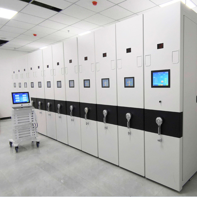 Sistema de armazenamento compactador móvel de mão empurrão eletrônica prateleiras móveis arquivamento armário rack denso