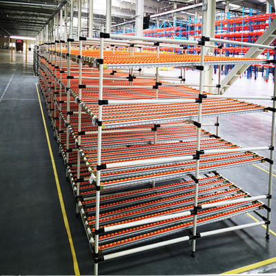 Liga de alumínio Lean Pipe Flow Material rack Cartão Rack Flow Rack Gravity roller rack Armazém Rack de armazenamento