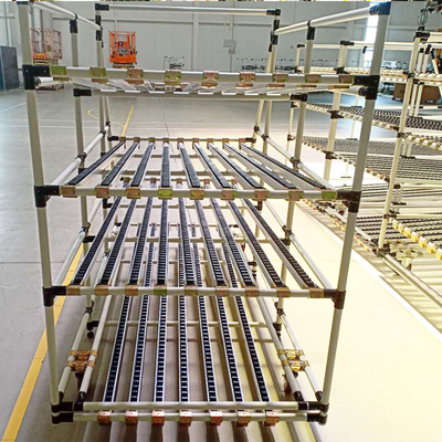 Liga de alumínio Lean Pipe Flow Material rack Cartão Rack Flow Rack Gravity roller rack Armazém Rack de armazenamento