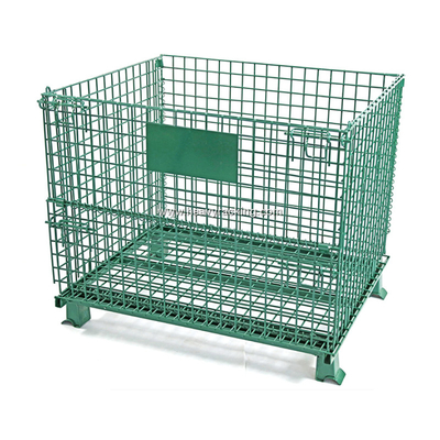 Container de malha de arame de aço de borracha de plástico Container de armazenamento dobrável Cage Container de arame de aço Pallet Box