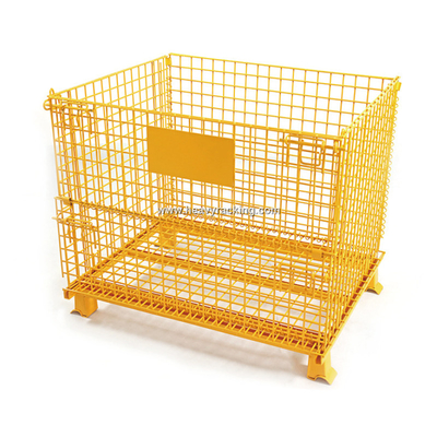Container de malha de arame de aço de borracha de plástico Container de armazenamento dobrável Cage Container de arame de aço Pallet Box