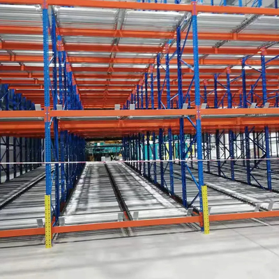 B43 Armazenagem em armazém Sistema de armazenagem de paletes por gravidade Cartão de rack de rolos de fluxo em cartão Rack de paletes em vivo