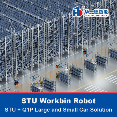 STU+Q1P Solução para Carros Grandes e Pequenos, Robô Workbin STU, Robô Móvel Autônomo AMR, Robô de Coleta de Armazém Para Transporte e Manuseio de Caixas de Materiais e Contentores de Materiais Workbin