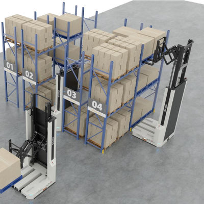 AS/RS (VFR+VNA+Q1P),VFR+Very Narrow Aisle+ Large and Small Car,Very Narrow Aisle Fork-type Autonomous Mobile Robot for Warehouse Pallet Stacking and Handling (Robô móvel autônomo do tipo garfo com um corredor muito estreito para empilhar e manusear paletes no armazém)