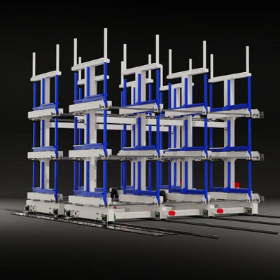 Sistemas automáticos de carregamento e descarregamento de cantilever telescópico móvel elétrico para racks de armazenamento de armazém de produtos longos