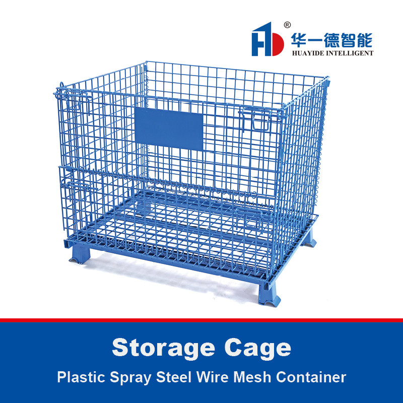 Container de malha de arame de aço de borracha de plástico Container de armazenamento dobrável Cage Container de arame de aço Pallet Box