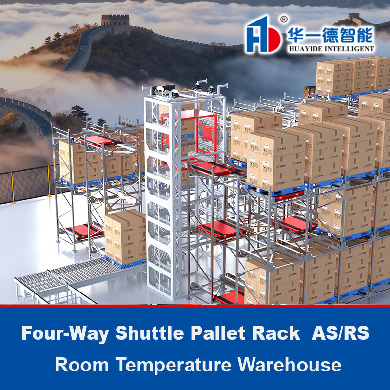 Sistema Automático de Armazenagem e Recuperação (ASRS) de Paletes com Shuttle de Quatro Vias para Armazém em Temperatura Ambiente e Estantes Radio Shuttle