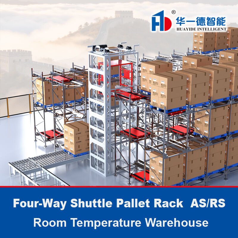 Sistema Automático de Armazenagem e Recuperação (ASRS) de Paletes com Shuttle de Quatro Vias para Armazém em Temperatura Ambiente e Estantes Radio Shuttle
